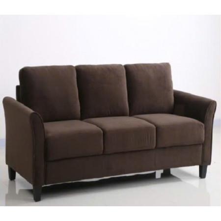 Life Coffee : Ghế Sofa Băng Với Tay Vịn Cong, Vải Màu Cà Phê
